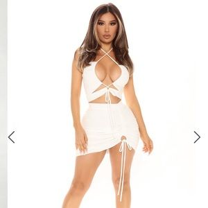 Fashion Nova Two Piece White Dress Set
